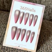 Rose Smoke - Pink Silver Ombre Press-On Nails