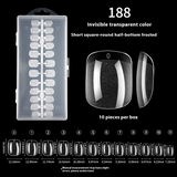 Nail Tips nail piece semi-matte 504 pieces boxed trapezoidal almond fake nail patch transparent and seamless nail art