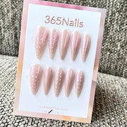 Iridescent Nude Polka Dot Stiletto Press-On Nails