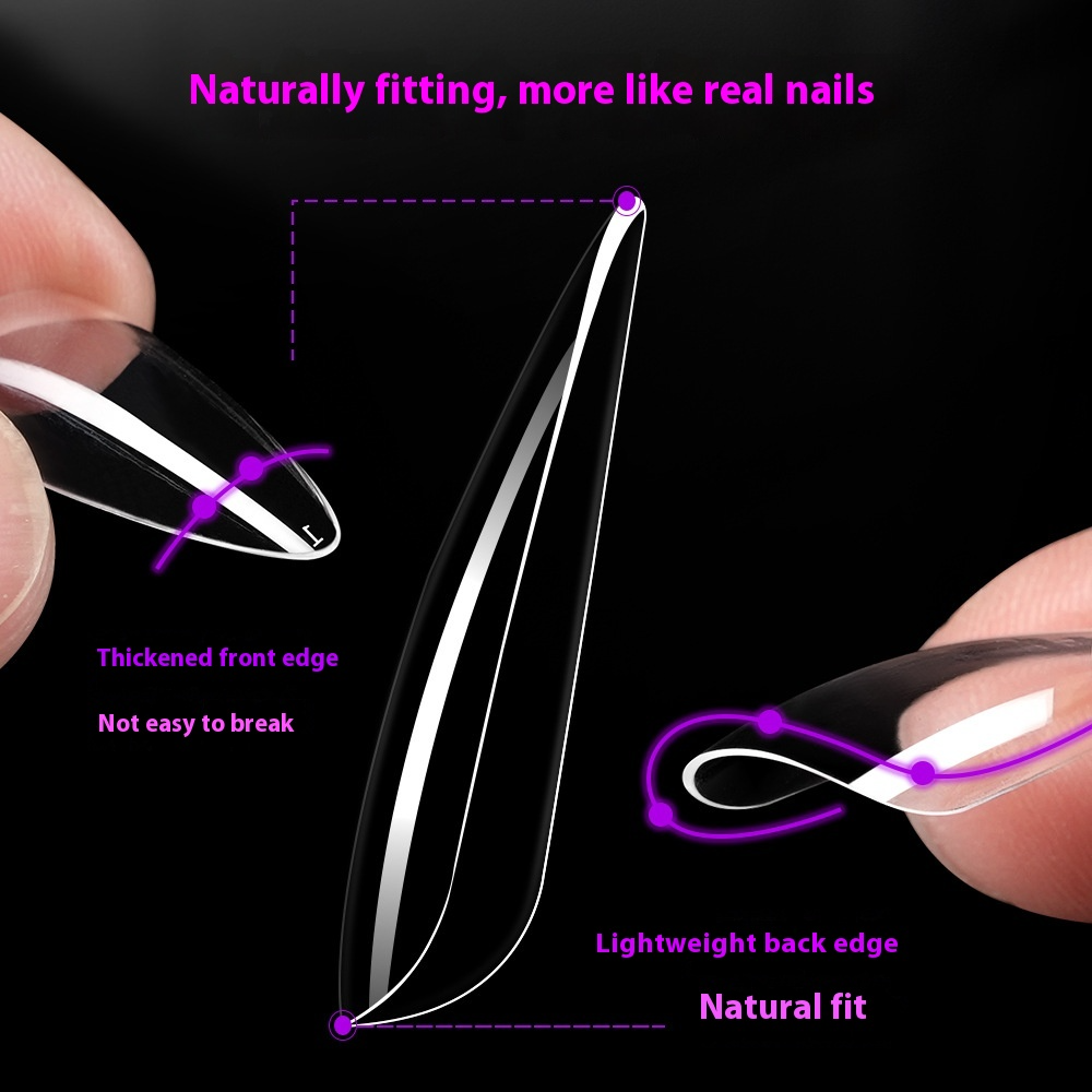 Nail Tips nail pads, long styles, full stickers, transparent pointed pieces, light folds and no marks, water drop nail patches, fake nails wholesale