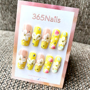 Sweet Summer: "Strawberry Flower Heart" – Long Coffin Press-on Nails
