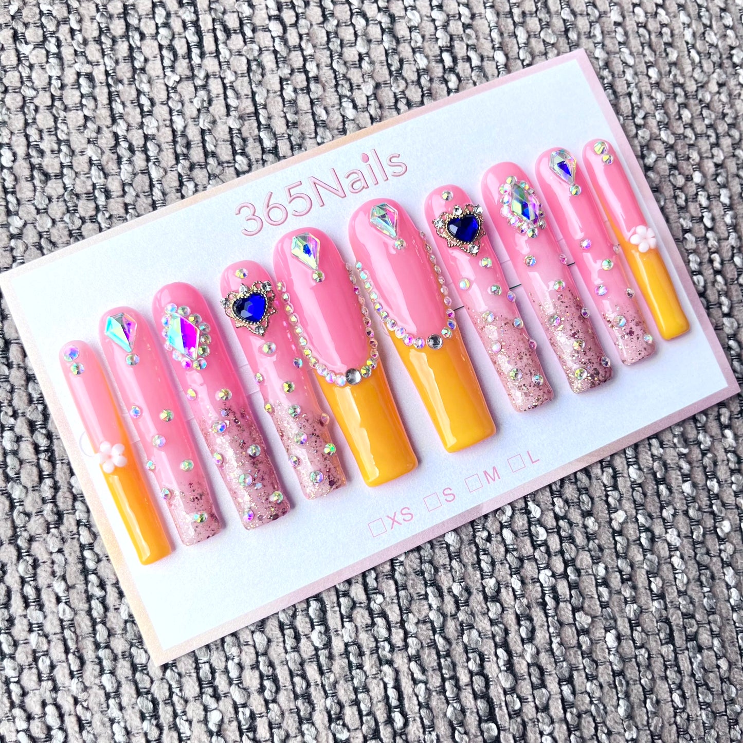 365nails: "Candy Crush" – 3D Gems & Glitter Handmade Long Coffin Nails