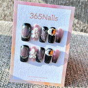 365nails: "Black & Purple Gothic" – Handmade Medium Square Press-On Nails