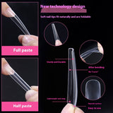 Nail Tips semi-full sticker, light sticker, extended water pipe nail 240 pieces XXXL thin dog transparent manicure patch fake nail