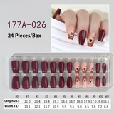 French press on nails 24 pieces Boxed detachable finished product Wearable prefabricated fake nail patch Solid color manicure