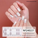 Semi-Cured Gel Nail Strips Colorblock Solid Glitter Glossy Design (MOQ=3)