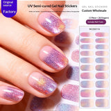 Semi-Cured Gel Nail Strips French Gradient Blush Watercolor (MOQ=3)
