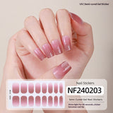 Semi-Cured Gel Nail Strips French Gradient Glitter Bow Glossy Design (MOQ=3)