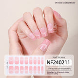 Semi-Cured Gel Nail Strips French Gradient Glitter Bow Glossy Design (MOQ=3)