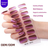 Semi-Cured Gel Nail Strips Gradient Cat Eye Sparkle Glossy Design (MOQ=3)