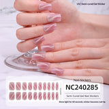 Semi-Cured Gel Nail Strips Sparkle Diagonal Cat Eye Glossy Design (MOQ=3)