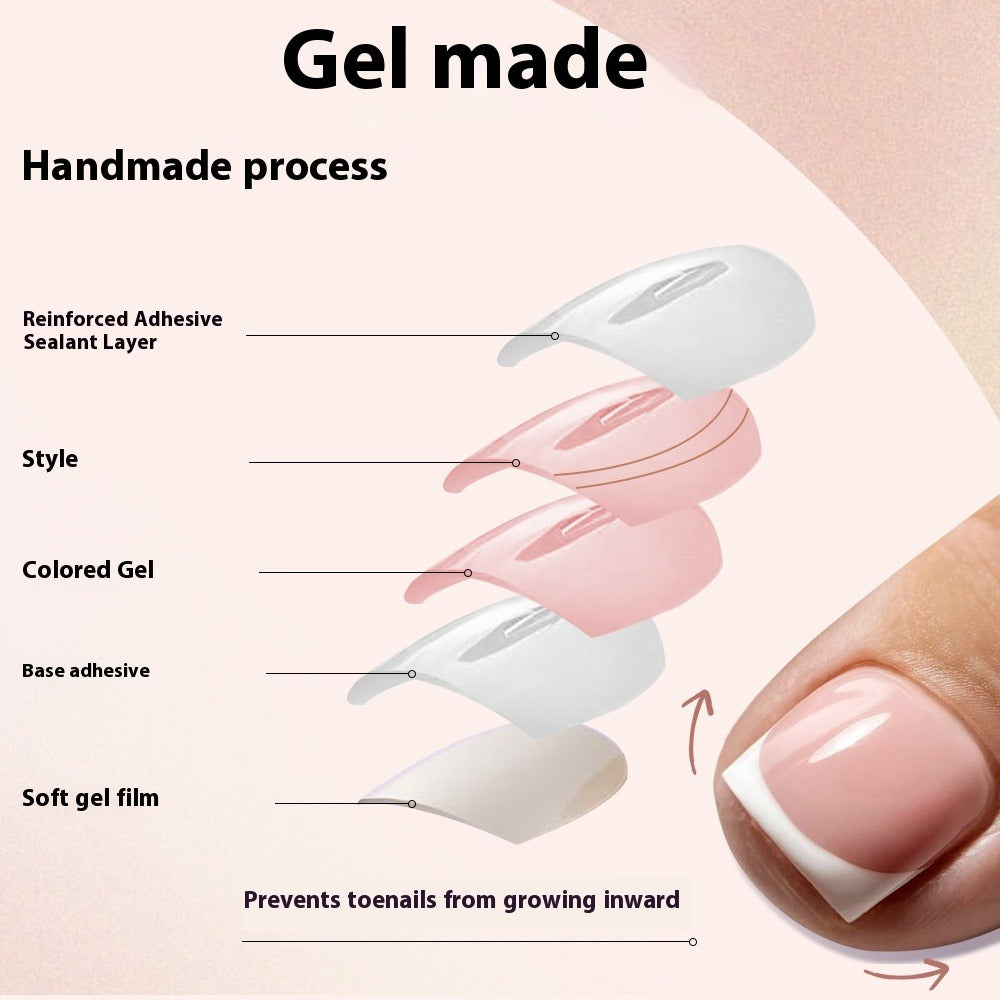 Nail Tips Press-on toenails French Short Foot Nail Nude Traceless Prefabricated (MOQ=3)