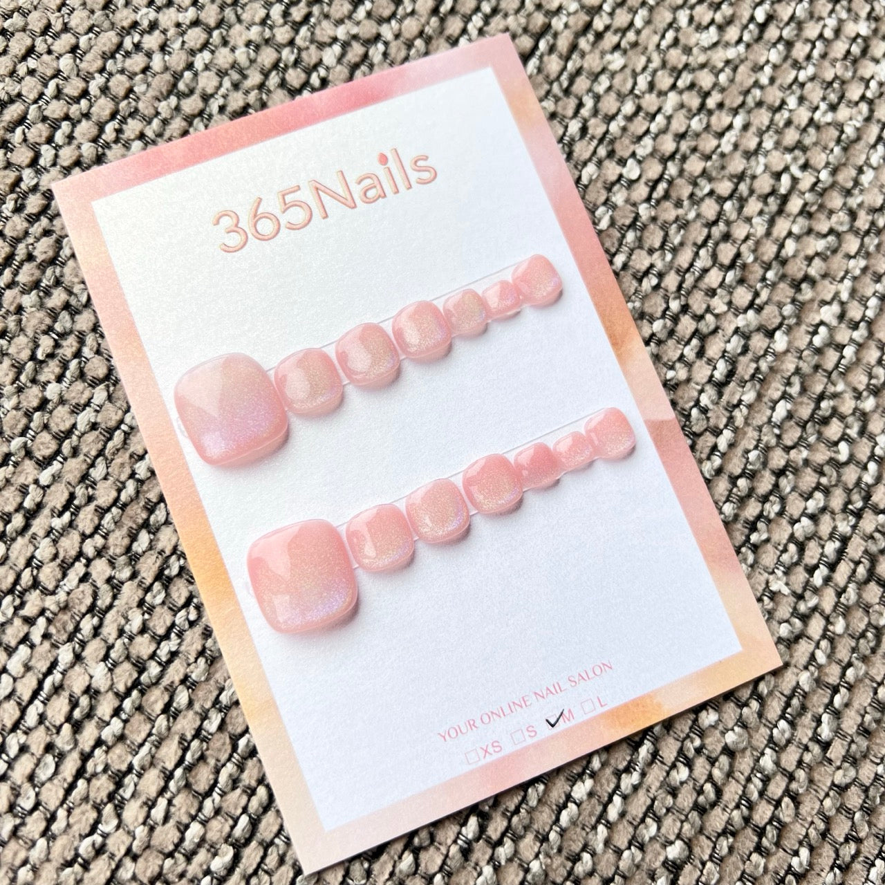 365nails: "cherry blossom pink cat-eye" – handmade press-on pedicure