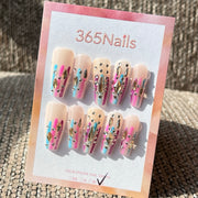 365nails「霓虹之夜」3D 抽象藝術 手工製 穿戴甲 長款 棺材形