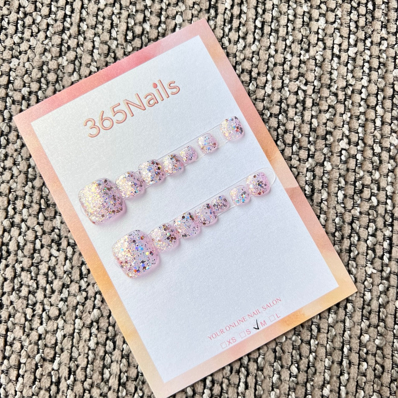 365nails 櫻花粉珠光亮粉 手工製 足部穿戴甲