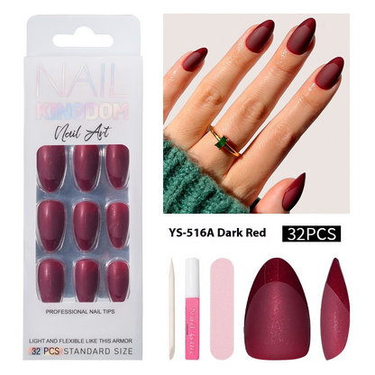 Nail Art Premium Sense Semi-Frosted French Almond Nail Short Removable Patch Fake Nail Finished press on nails
