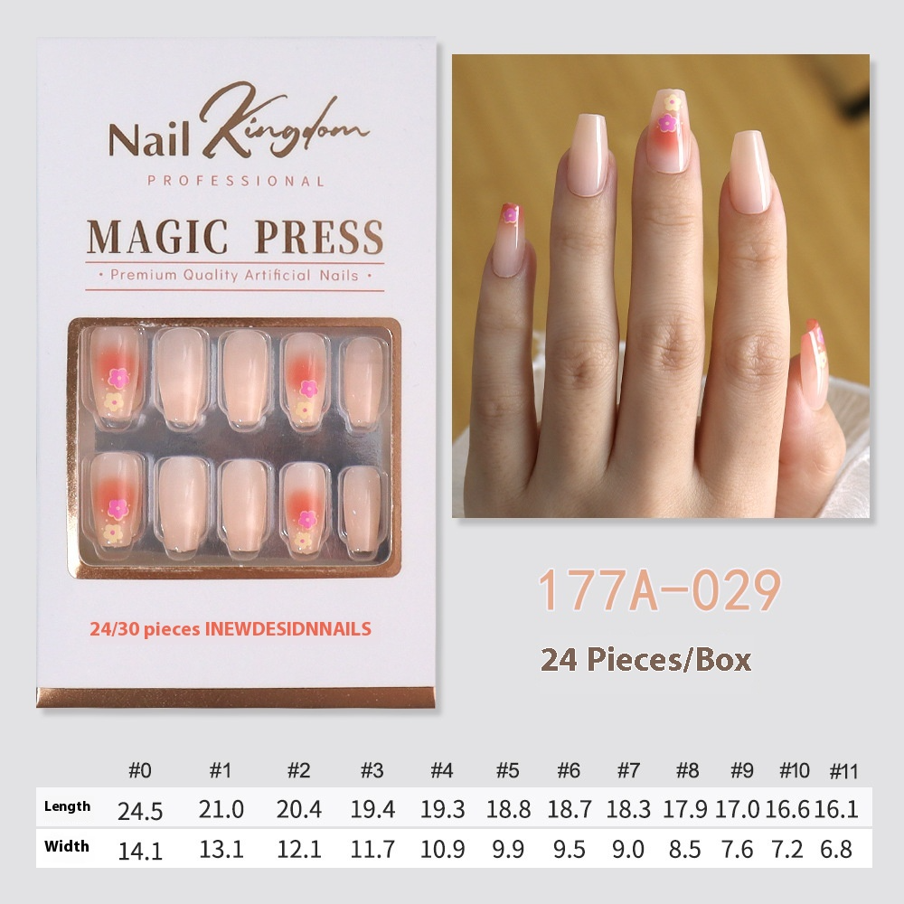 French press on nails 24 pieces Boxed detachable finished product Wearable prefabricated fake nail patch Solid color manicure