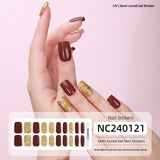 Semi-Cured Gel Nail Strips Sparkle Diagonal Cat Eye Glossy Design (MOQ=3)