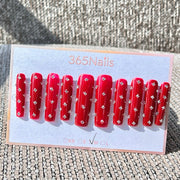 365nails：「酒紅星光」 – 水鑽點綴手工製棺材形穿戴甲