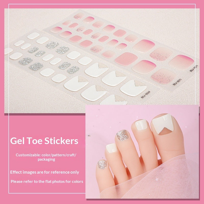 Semi-Cured Gel Nail Strips Elegant Brightening Glossy Toe Style (MOQ=3)