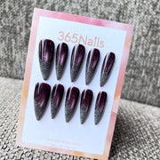 Cosmic Fatale: "Plum Galaxy Ombre" – Long Sharp Stiletto Handmade Press On Nails