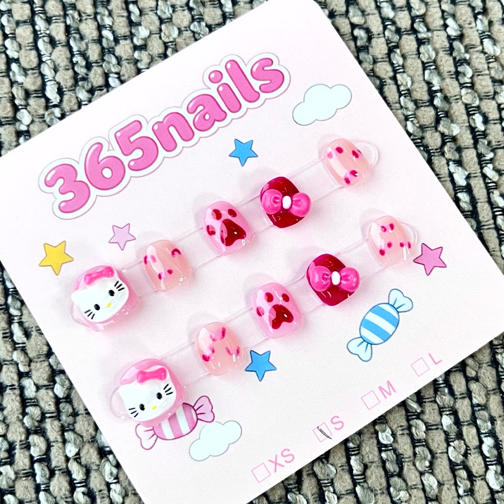 365nails: "Kitty's Pink Paw" – 3D Character Handmade Short Nails