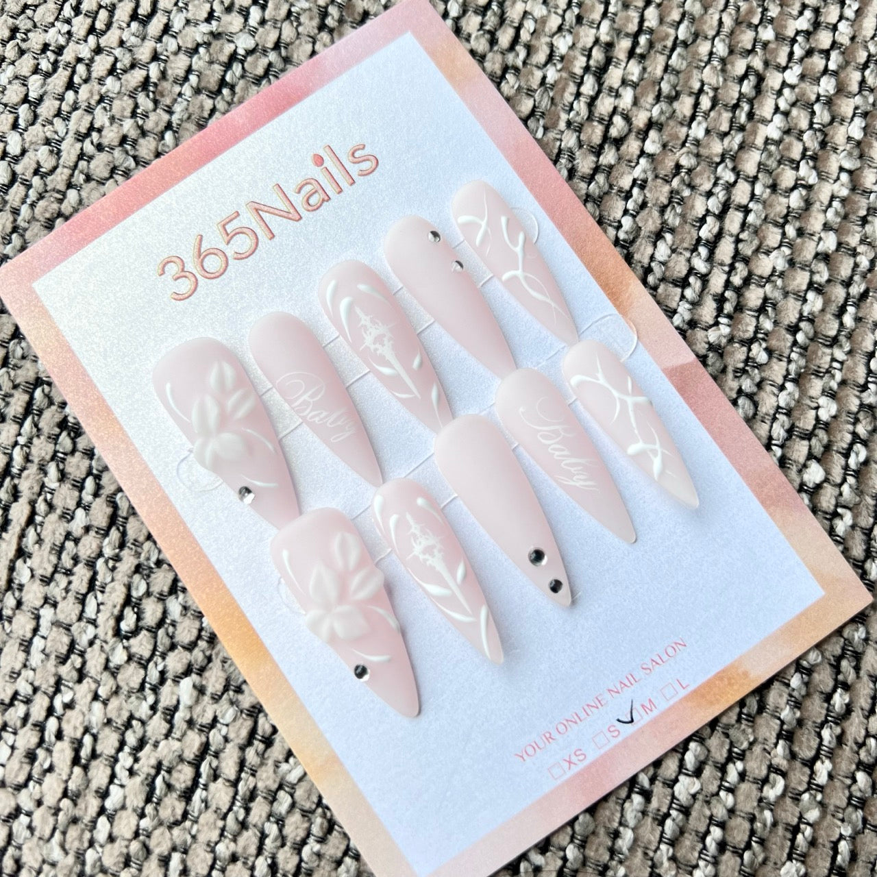 365Nails: "Baroque Relief Angel" – handmade press-on nails (Sweet Cool/Y2K Streetwear)