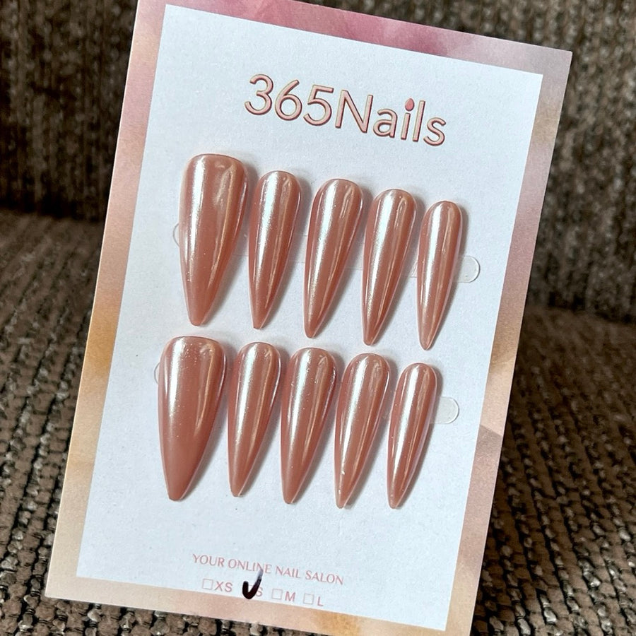 Copper Mirror - Rose Gold Pointed Press-On Nails