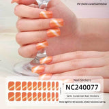 Semi-Cured Gel Nail Strips Sparkle Cat Eye Pearl Glossy Design (MOQ=3)