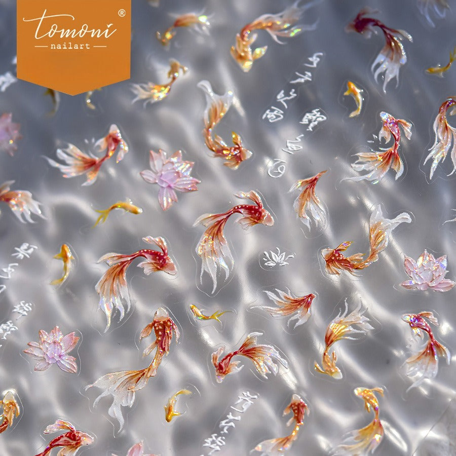 Goldfish Lotus Shell Light – Oriental Koi Nail Art Stickers