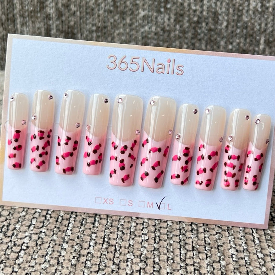 365nails: "Bonne Étoile" – ongles forme coffin, cœur 3D, fait main