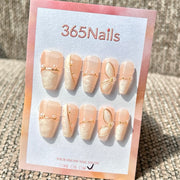 365nails: "Butterflake Pearl" – 수제 미디엄 코핀형 프레스온 네일