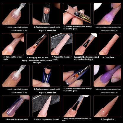 Nail Tips Nail mold crystal color extension without paper tray rapid phototherapy extension nail piece 288 pieces boxed  nail film set