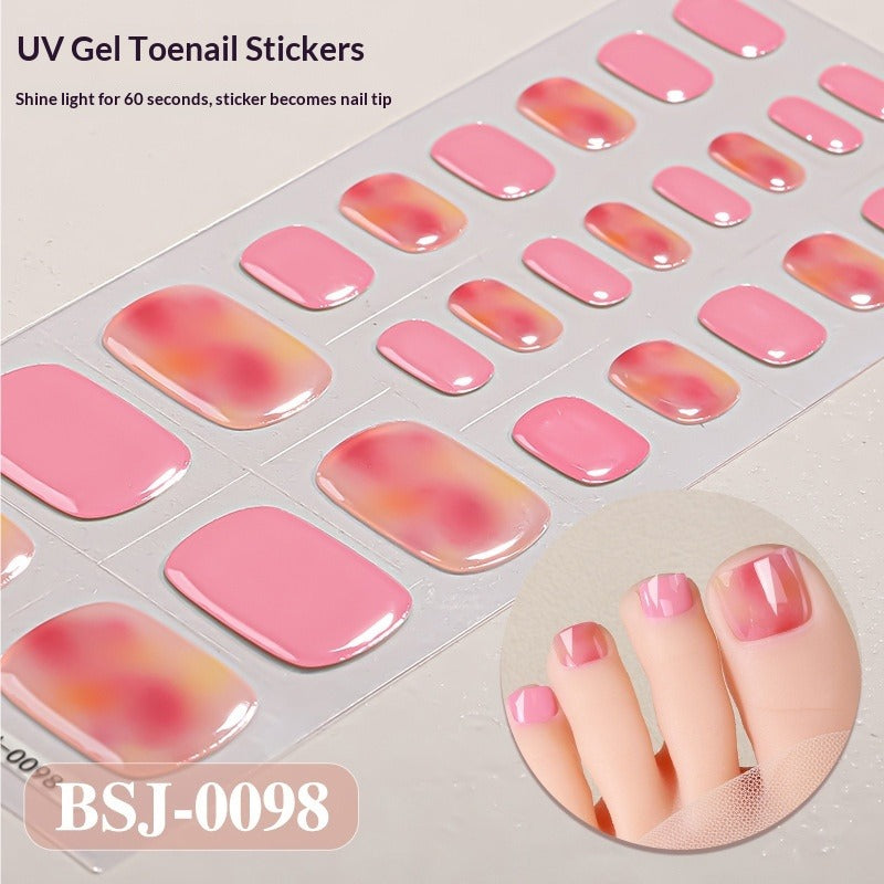 Semi-Cured Gel Nail Strips Gradient Bloom 3D Foil Toe Design (MOQ=3)