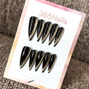 Black Gold Beam - Cat Eye Press-On Nails