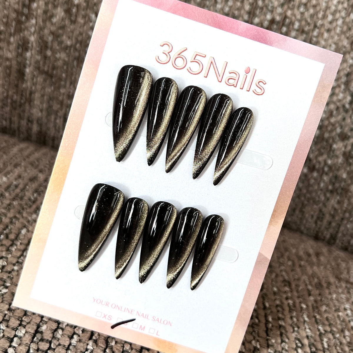 Black Gold Beam - Cat Eye Press-On Nails