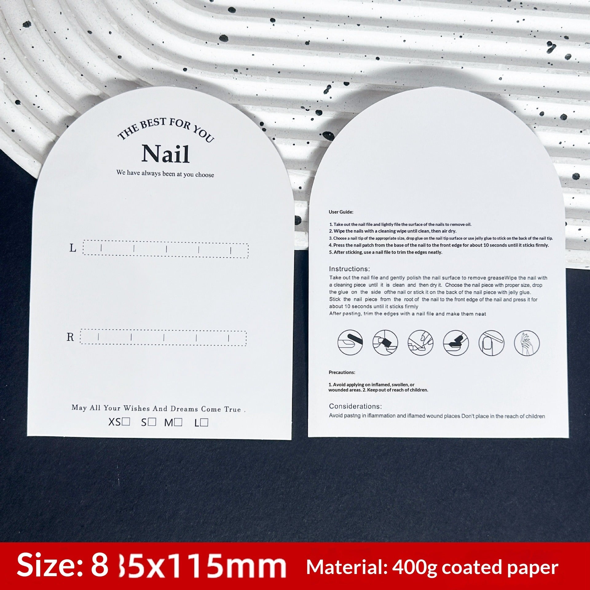Arch Shape Display Cards for Press On Nail Packaging (MOQ=50)