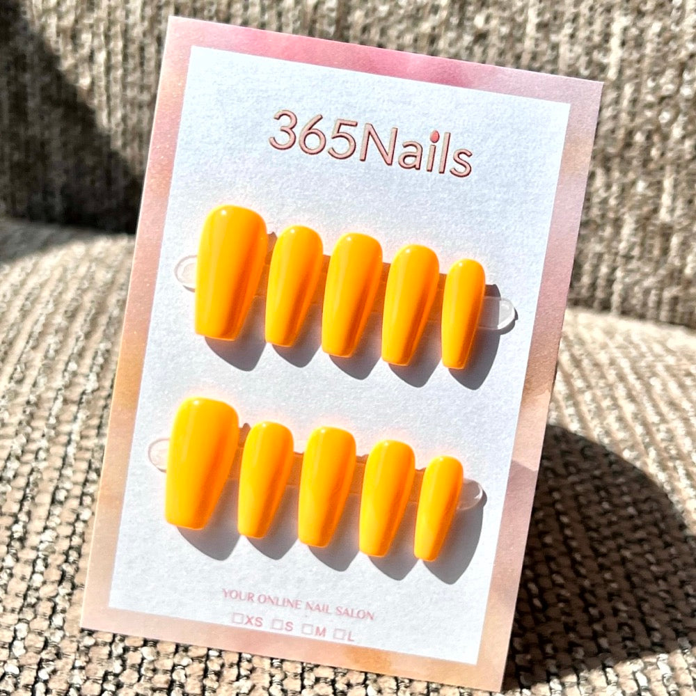 "Stylish Medium Coffin" - Solid Color Handmade Nails (20 Colors Available)