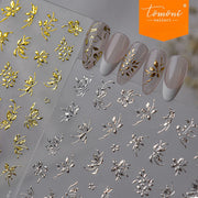 Gilded Floral Collection: "Vintage Gilded Orchid" – 3D Embossed Nail Sticker