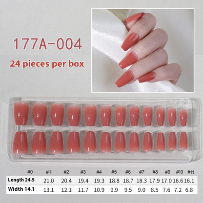 French press on nails 24 pieces Boxed detachable finished product Wearable prefabricated fake nail patch Solid color manicure