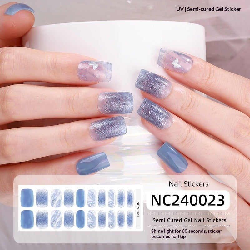 Semi-Cured Gel Nail Strips Soft Pink Gradient Glossy Natural Everyday Wear Set (MOQ=3)