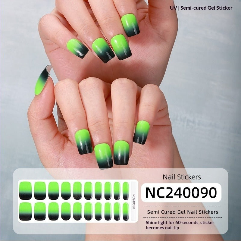 Semi-Cured Gel Nail Strips Sparkle Cat Eye Pearl Glossy Design (MOQ=3)