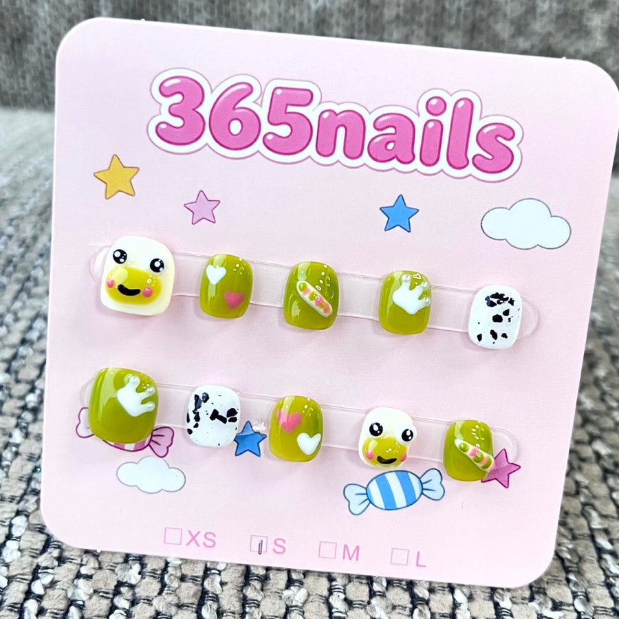 365nails: "Quacky Pop" – 3D Character Mix Handmade Short Square Nails