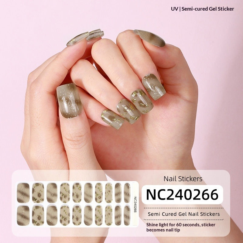 Semi-Cured Gel Nail Strips Floral Star Heart Cow-Print Mix Design (MOQ=3)