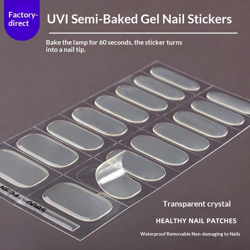 Semi-Cured Gel Nail Strips Solid Glitter Korean Japanese Minimal Design (MOQ=3)