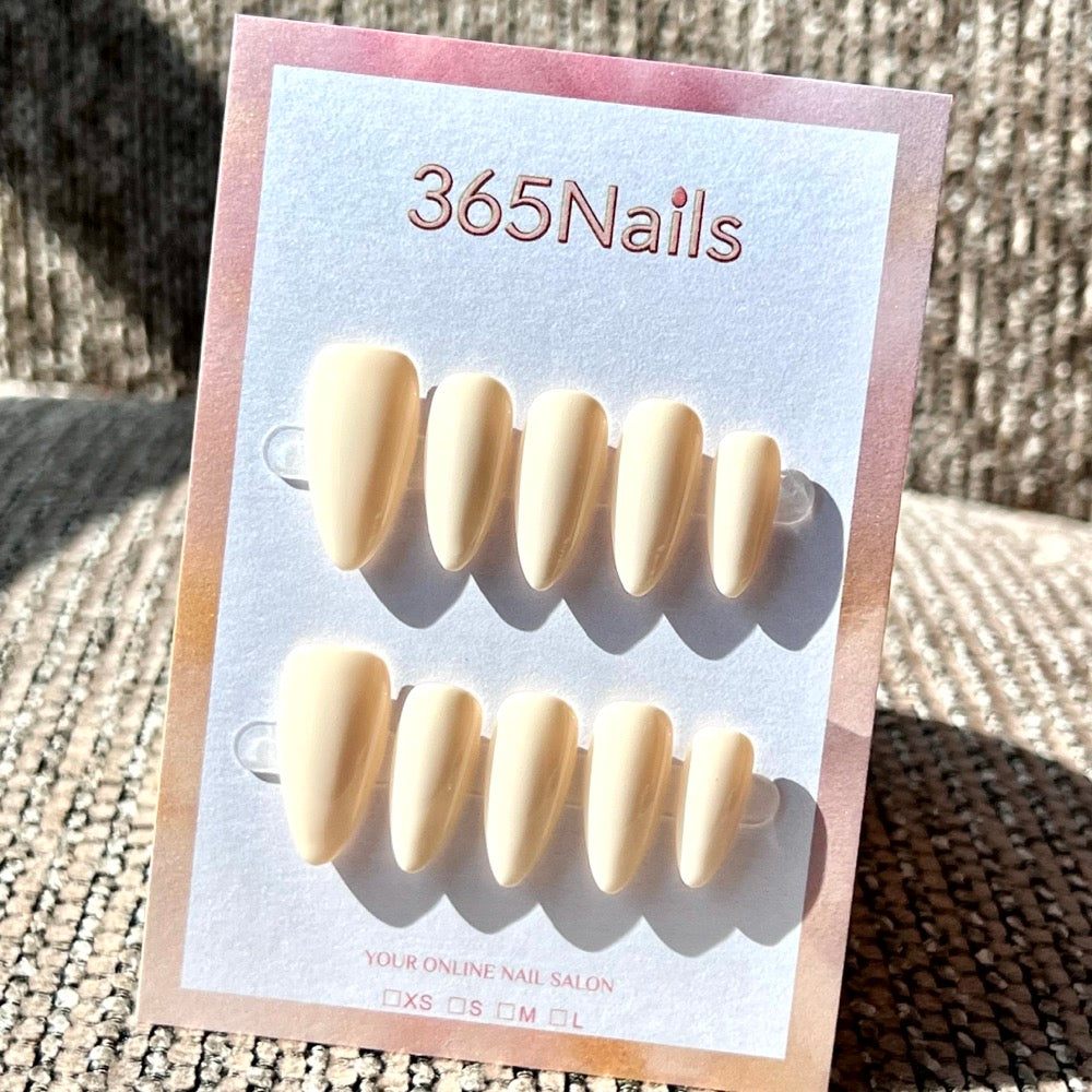 "Milky Beige" - Solid Color Handmade Nails (8 Shapes Available)