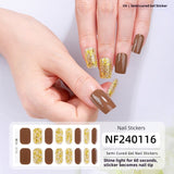 Semi-Cured Gel Nail Strips Colorblock Solid Glitter Glossy Design (MOQ=3)