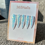 Aurora Ice Crystal Press On Nails｜Iridescent Blue Stiletto| Starry Glitter · Sparkling Series