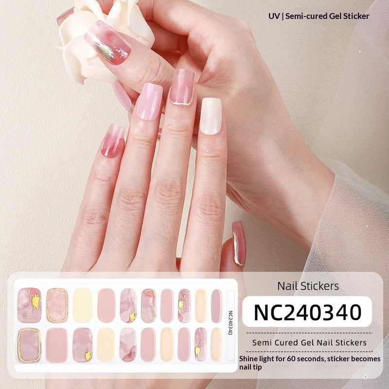 Semi-Cured Gel Nail Strips Sparkle Rainbow Aurora Sheer Glossy Design (MOQ=3)