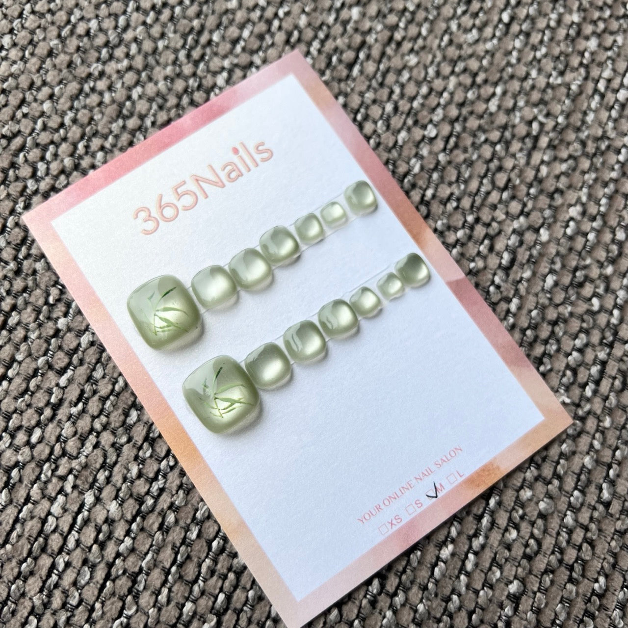 365nails: "ink wash jade pattern" – handmade press-on pedicure